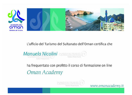 PORIVERTRAVEL.IT OMAN Academy Expert Certificato